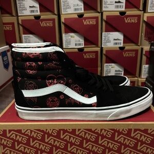 Vans Love You to Death Sk-8 Hi Sneakers Black and Red
